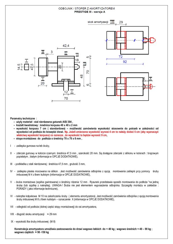 odbojnik do drzwi z amortyzatorem P-III-A Produs-met